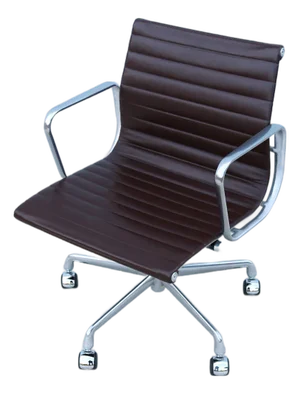 Mid-Century Herman Miller Eames Aluminum Group Management Chair Espresso Leather