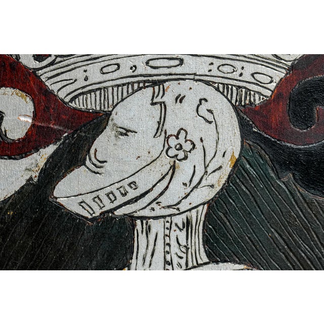 Wood Distinguished Antique Heraldic Coat of Arms Plaque Hand-Made Painted Wood Armorial For Sale - Image 7 of 14