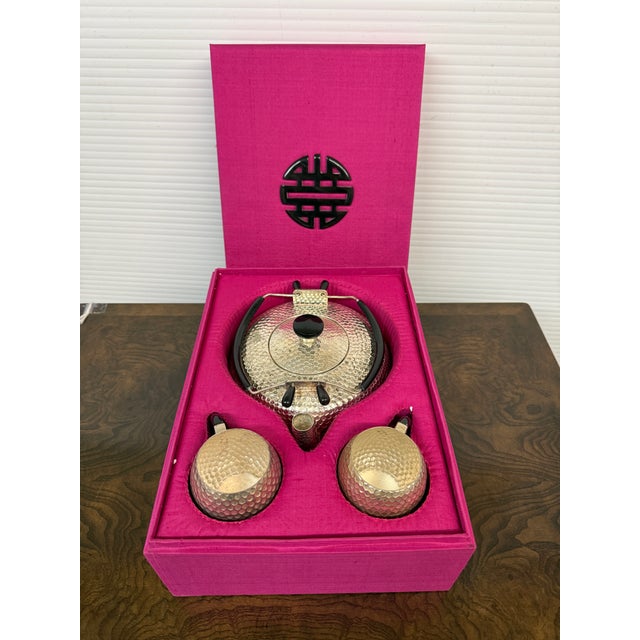 Japanese Hammered Steel Tea-Set in Box For Sale - Image 9 of 12