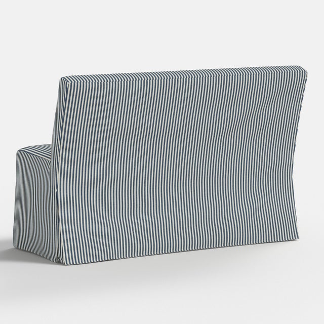 Textile Stoffer Home x Cloth & Company Slipcover for Lindy Dining Banquette in Jane Stripe Denim For Sale - Image 7 of 7