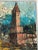 Vintage Abstract City Scape Oil on Canvas. This is a very nice abstract oil painting