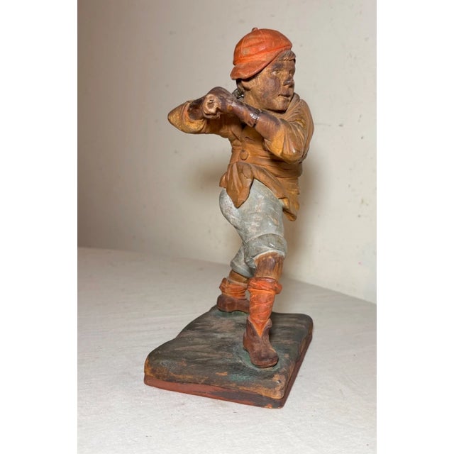 Very Rare Antique 1800s Hand Carved Wood Folk Art Baseball Sculpture Statue For Sale - Image 11 of 17