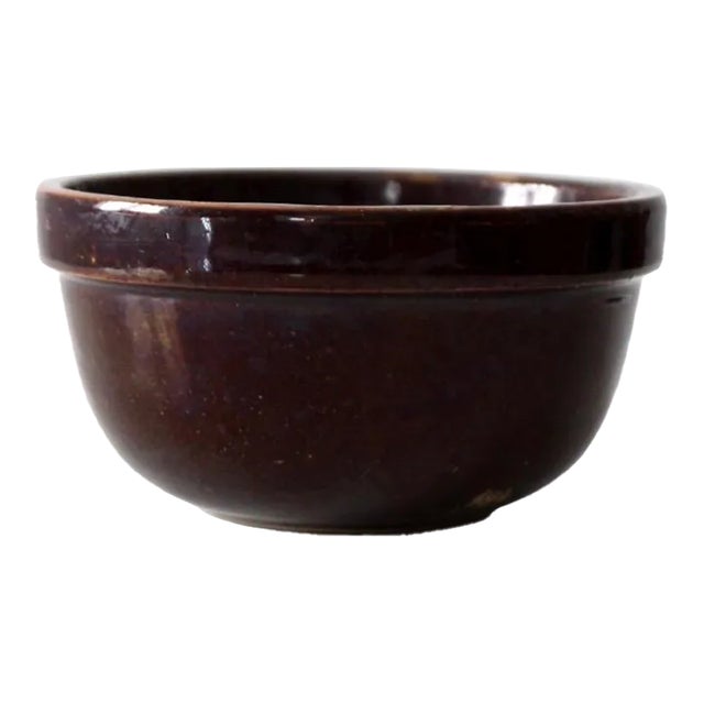 Antique Brown Stoneware Bowl For Sale
