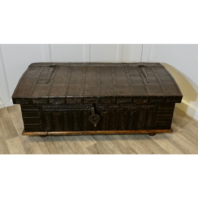 Spanish Decorative Metal Dome Top Trunk For Sale - Image 6 of 8