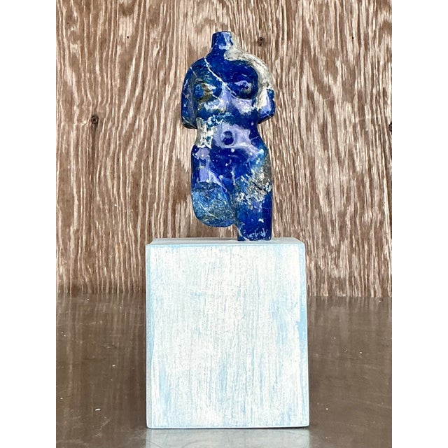 Vintage Boho Carved Stone Female Torso Sculpture For Sale - Image 9 of 12