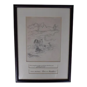 Paul Brown Original Pencil Drawing for the 1946 Scribner's Book "Fur or Feather"