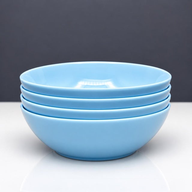 Mid 20th Century Vintage Blue Opaline Glass Bowls Set of Four For Sale - Image 5 of 8