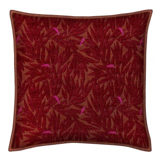 Palais Double Sided Outdoor Cushion in Yoko Bordeaux X Rosita Orange & Pink, 18x18 Inch For Sale