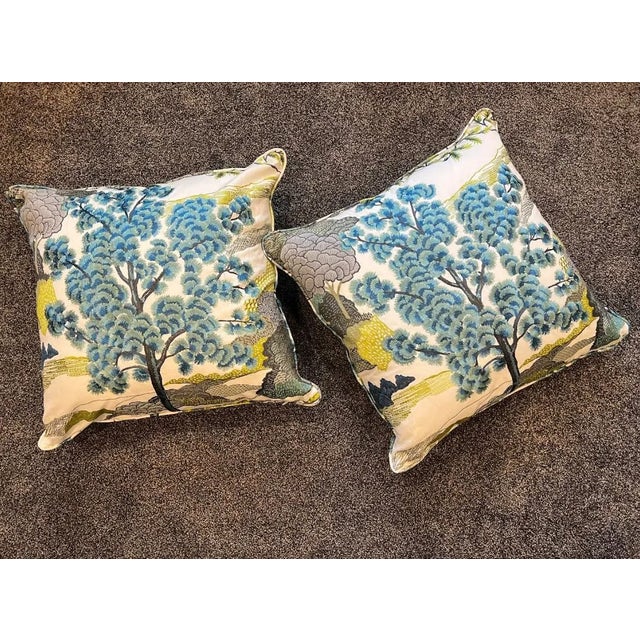 Thibaut Daintree Bluemoon Decorative Accent Throw Pillows a Pair