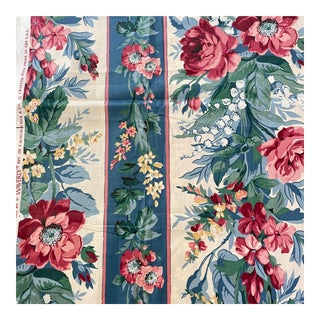 1990s Vintage Waverly Carolina Rose Floral Chintz Fabric Remnant For Sale