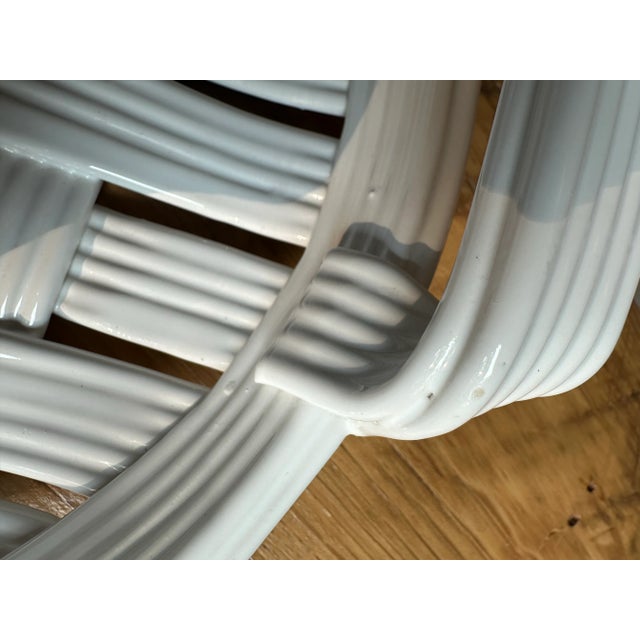 White Ceramic Basketweave Woven Tray For Sale - Image 11 of 11