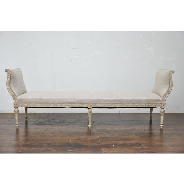19th Century 19th Century French Louis XVI Style Painted Daybed with Foliage Carving For Sale - Image 5 of 12