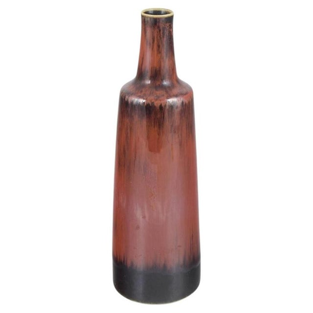 Cylindrical Vase with Reddish-Brown Glaze by Carl-Harry Stålhane for Rörstrand For Sale - Image 5 of 5