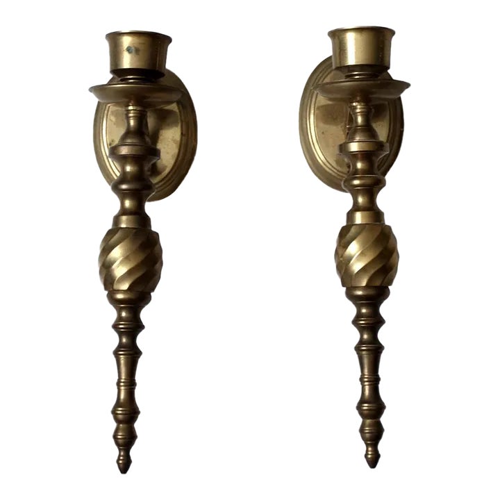 Vintage Brass Candle Sconces Pair Chairish