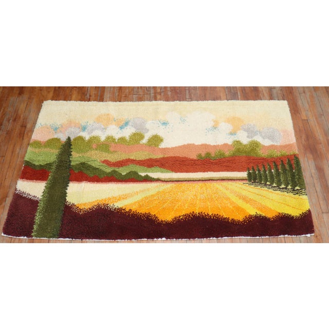 Swedish Rya Landscape Scenery Rug For Sale - Image 9 of 18