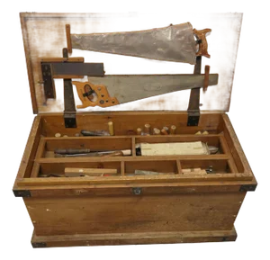 19th Century Carpenters Pine Tool Chest and Tools, 1900s
