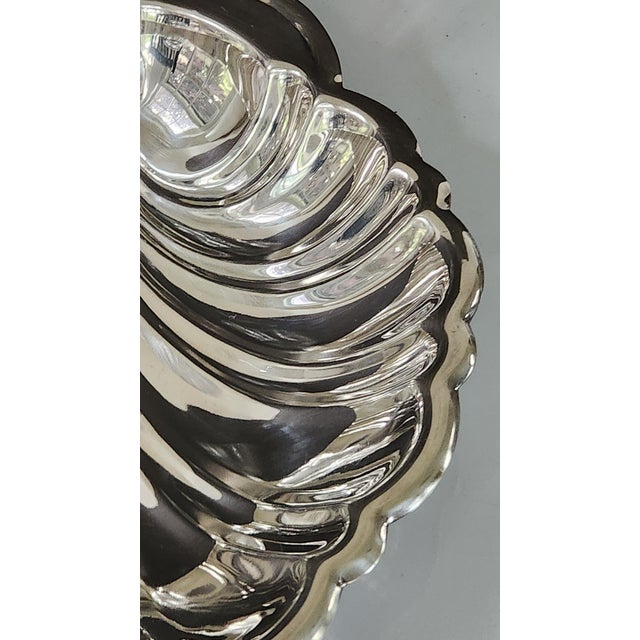 Mid 20th Century Mid 20th Century Mid-Century Modern Eton Silver-Plated Shell Shrimp Cocktail Server With Original Glass Sauce Cup For Sale - Image 5 of 14