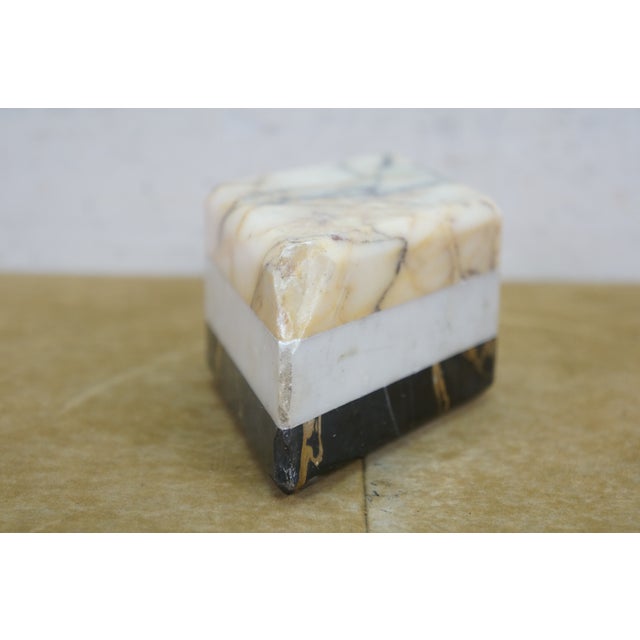 Stone 20th Century MCM 3 Tier Layered Marble Paperweight Parallelogram Stone Block For Sale - Image 7 of 12