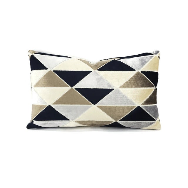 Not Yet Made - Made To Order Tova in Blackstone Geometric Velvet Lumbar Pillow Cover For Sale - Image 5 of 5
