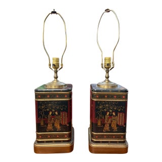 1970s Tea Caddy Lamps a Pair Chinoisierie Vintage For Sale