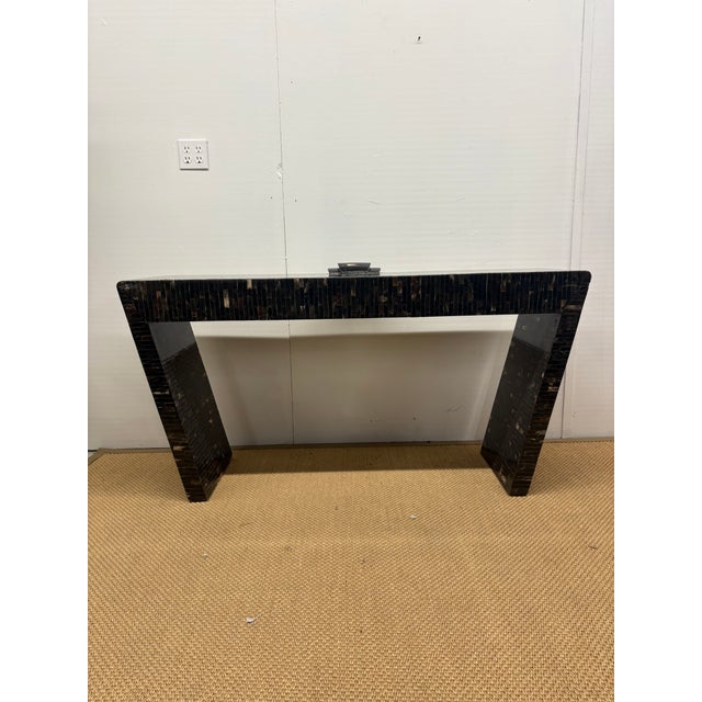 Karl Springer 1980s Karl Springer Tessellated Stone Art Deco Style Console For Sale - Image 4 of 8