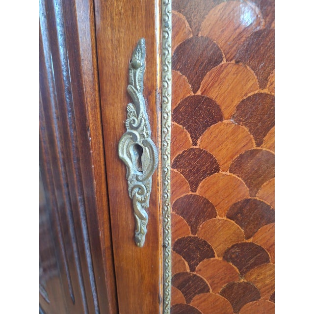 Italian Half-Moon Inlaid Cabinet with Bronze Friezes, 1960s For Sale - Image 13 of 18
