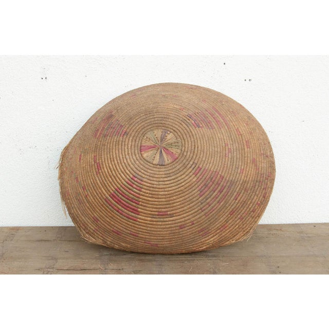 Wood Impressive 31" Dm Crimson Motif Antique Basket For Sale - Image 7 of 8