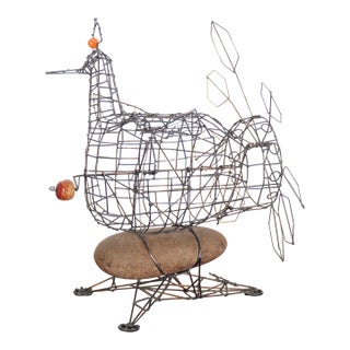 1970s Vintage Joe Police Kinetic Wire Sculpture Hen For Sale