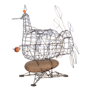 1970s Vintage Joe Police Kinetic Wire Sculpture Hen