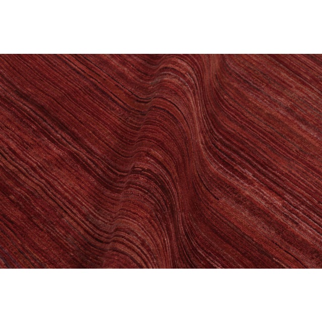 Textile Rug & Kilim’s Oversized Modern Textural Rug, Rich Red Tone-on-Tone Striae For Sale - Image 7 of 8