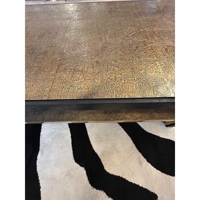 2020s Odeon Sleek Textured Antiqued Brass Clad Coffee Table For Sale - Image 5 of 11