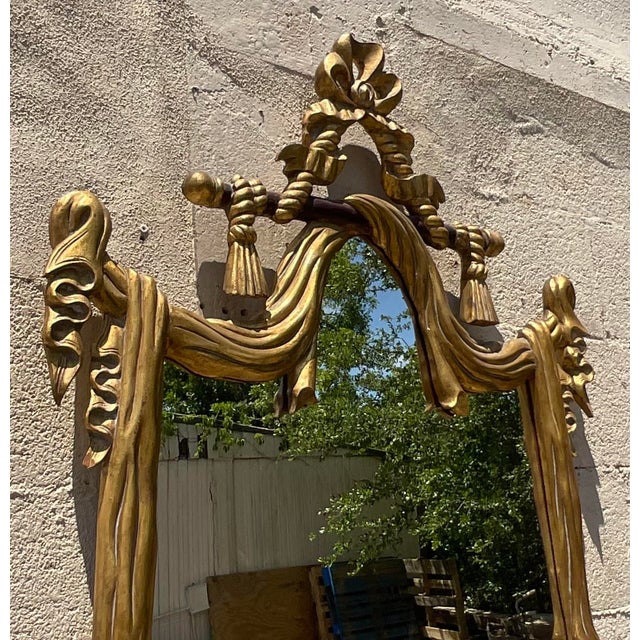 Wood Vintage Regency Carved Rope and Tassle Gilt Mirror For Sale - Image 7 of 7