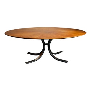 1950s Attributed to Osvaldo Borsani for Stow Davis Sunburst Oval Dining Table For Sale
