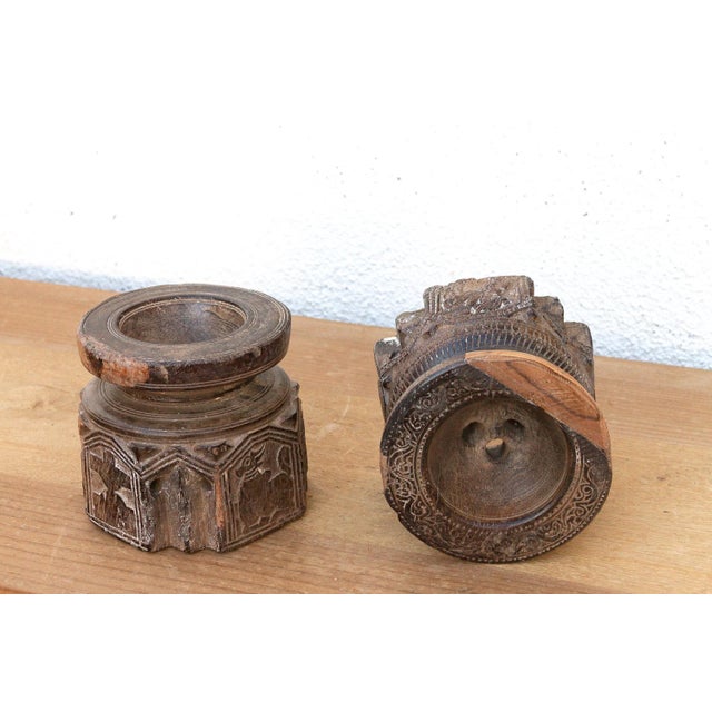 Traditional Set of 2, Antique Finely Carved Agrarian Seeders For Sale - Image 3 of 7