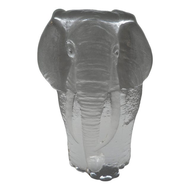 Handcrafted Glass Elephant by Mats Jonasson for Målerås Glasbruk, 1970s For Sale