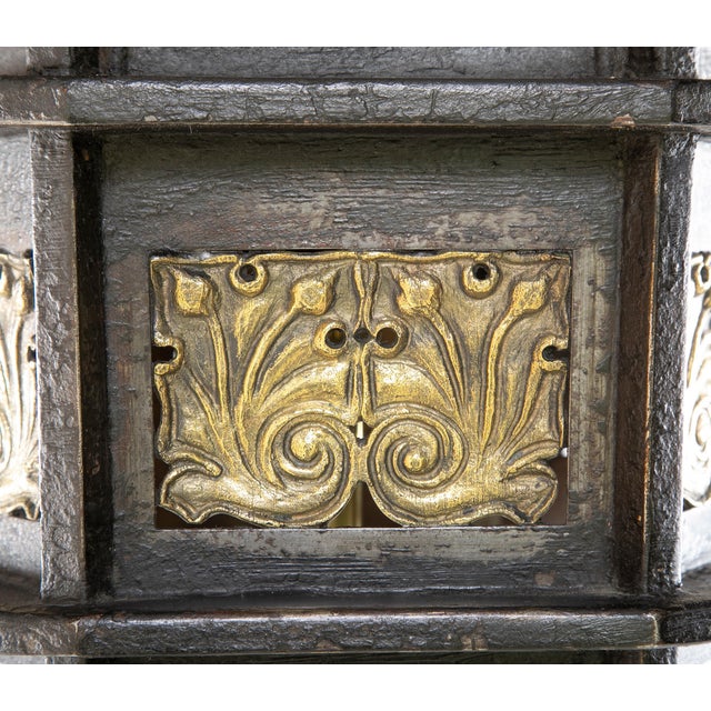 Early 20th Century 19th/20th Century Wrought Iron and Bronze Four Light Hanging Lantern For Sale - Image 5 of 12