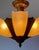 Art Deco 1930s Puritan 5-Light Flush Mount Copper-Plate Art Deco Chandelier, Slip Shades For Sale - Image 3 of 8