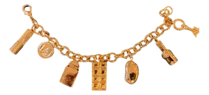 1990s Gold Electroplated Charm Bracelet by Elizabeth Arden