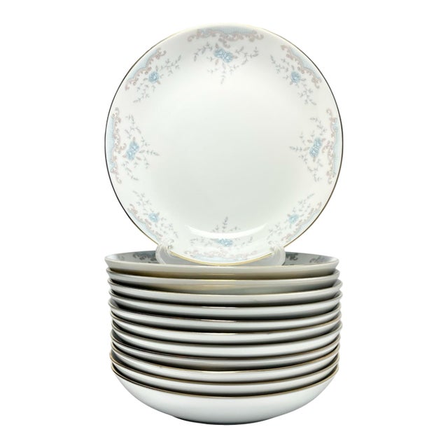 1990s Imperial “Seville” Porcelain Coupe Soup Bowls - Set of 12 For Sale