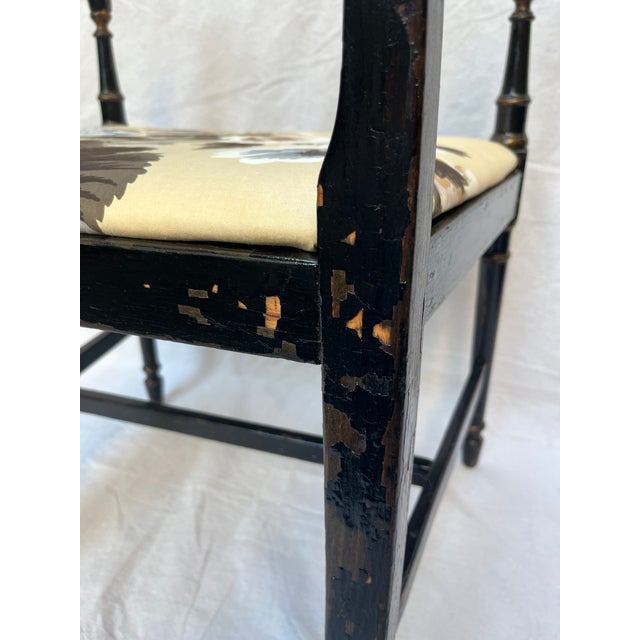 Pyne Hollyhock Chintz Black Neoclassical Armchair For Sale - Image 12 of 16