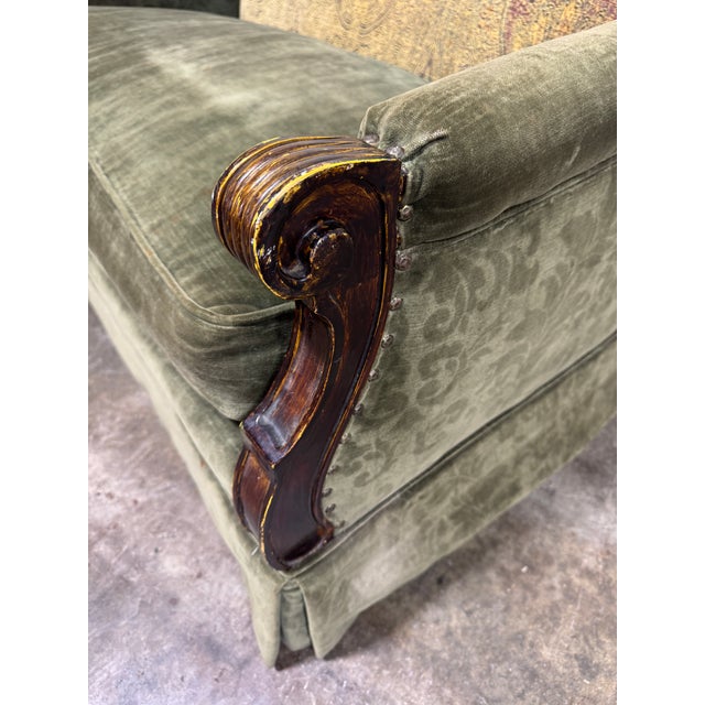 Vintage Smoking Room Library Velvet Love Seat For Sale - Image 12 of 12