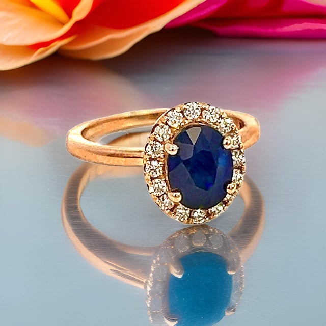 Traditional Natural Sapphire Diamond Ring Size 6.5 14k Y Gold 2.84 TCW Certified For Sale - Image 3 of 8