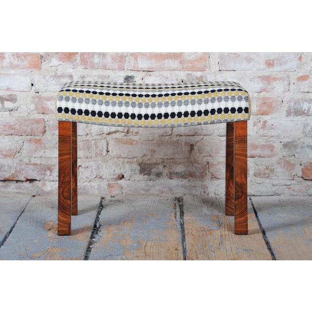 Czech Art Deco Upholstered Walnut Ottoman, 1920s For Sale - Image 11 of 12