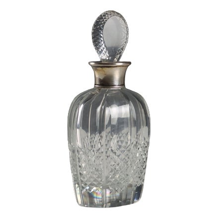European Bottle in Glass and Silver For Sale