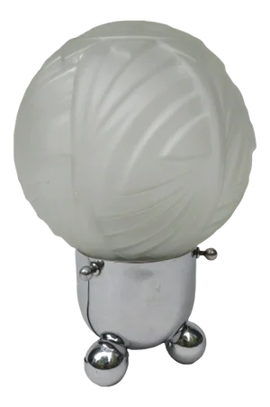 Small Art Deco Chrome & Frosted Glass Table Lamp
