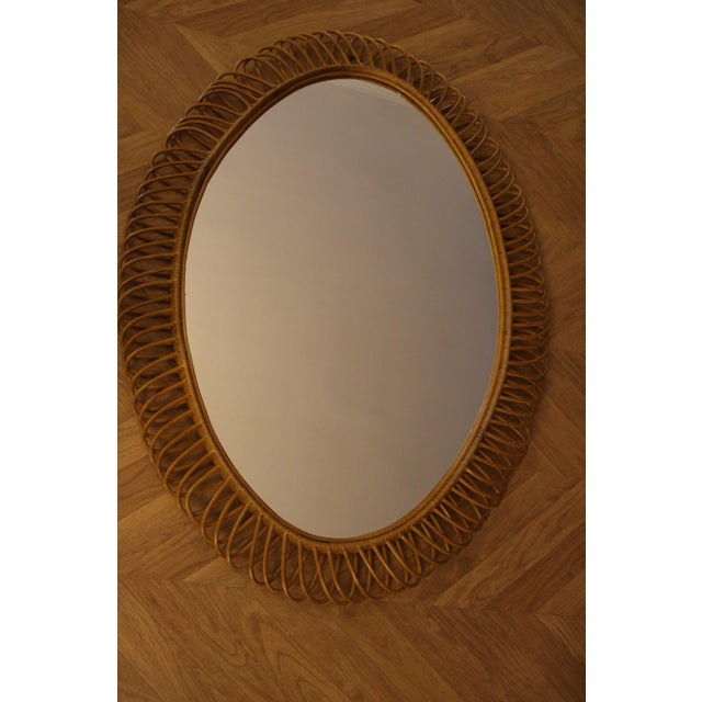 Oval Wall Mirror in Rattan and Bamboo, 1960s For Sale - Image 9 of 16