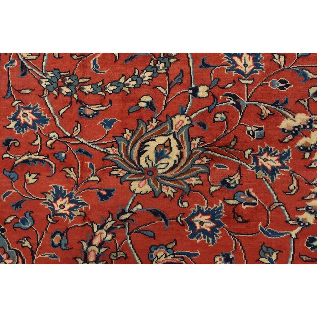 Sarouk Rug 9’5” X 12’6” Red Wool Vintage Traditional Hand-Knotted Carpet For Sale - Image 9 of 13