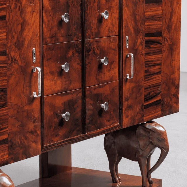 Art Deco Sicilian Wooden Sideboard with Hand-Carved Elephants For Sale - Image 10 of 13