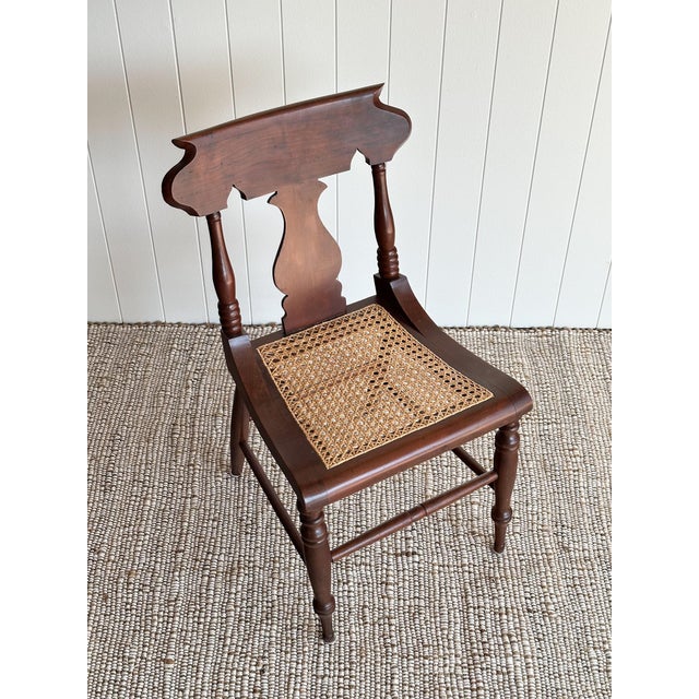 1960s Vintage Sculpted Mahogany Dining Chairs With Cane Seats, Set of 4 For Sale - Image 12 of 15
