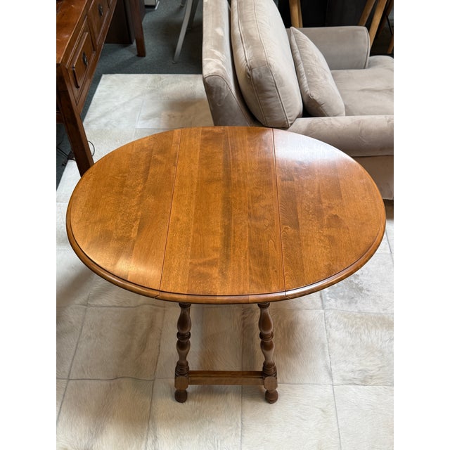Late 20th Century Ethan Allen Drop Leaf Side Table For Sale - Image 5 of 12